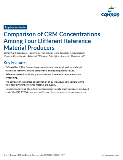 ​Comparison of CRM Concentrations Among Four Different Reference Material Producers<br>